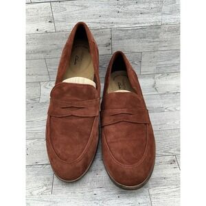Clarks Collection Women Rust Suede Penny Loafers Ultimate Comfort Size 8M